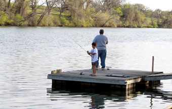 Fishing off the dock at Shady Oaks RV